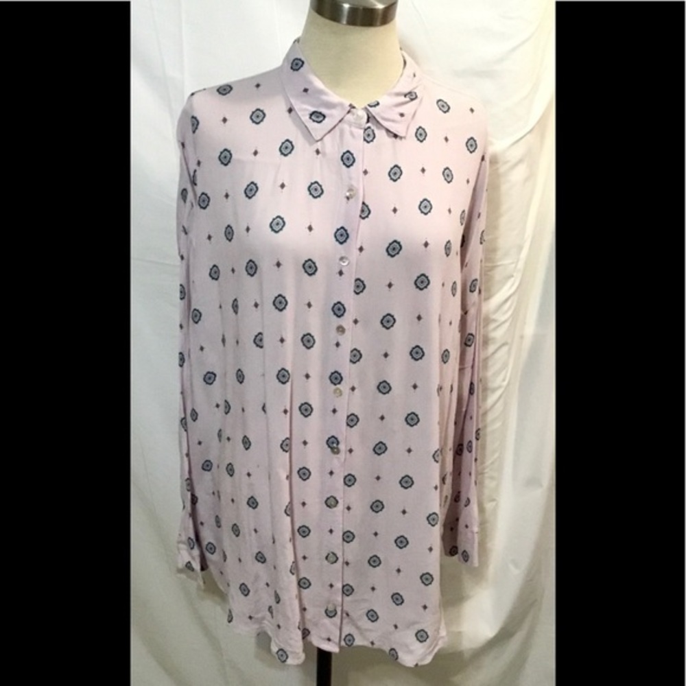 Intimately Free People Purple Crystal Lavender Long Sleeve Button Up Shirt